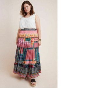 Anthropologie Celina Tiered Maxi Skirt new with tag nwt pink floral flowers